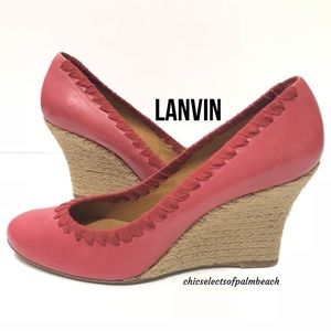 LANVIN ESPADRILLES WEDGE LETHER PUMPS SIZE 41